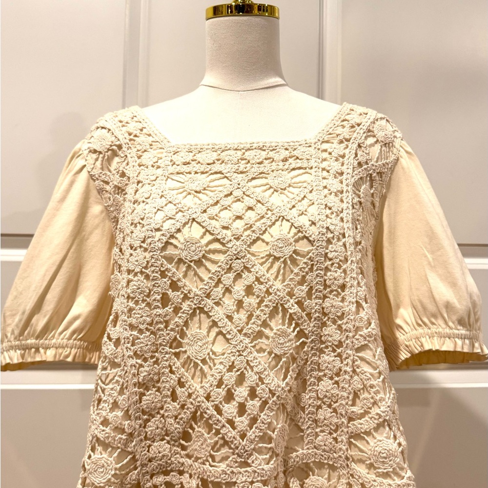 Elegant Cream Crochet Blouse for Women